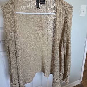 BKE Beige Open-Knit Women's Cardigan
